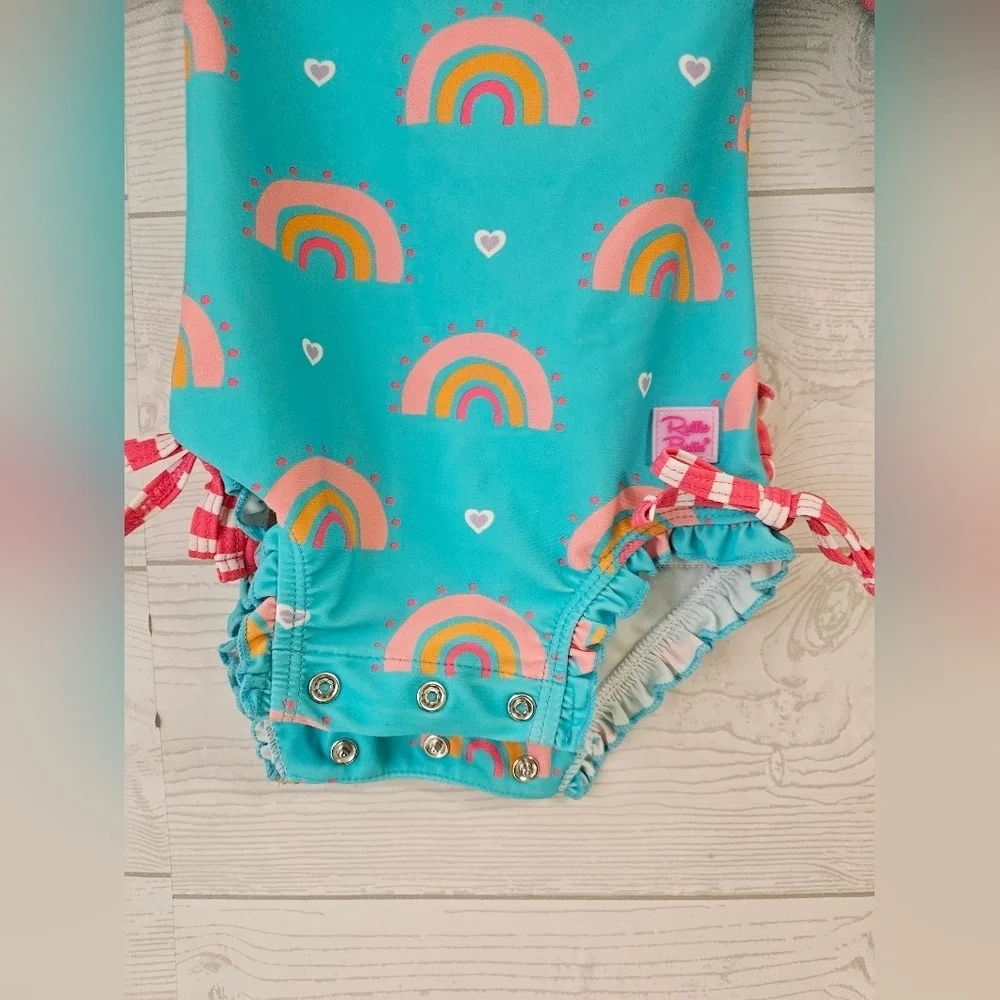 Ruffle Butts-baby Girl swimsuit SZ 3-6 UPF50+ Long Sleeve One Piece Rash Guard -